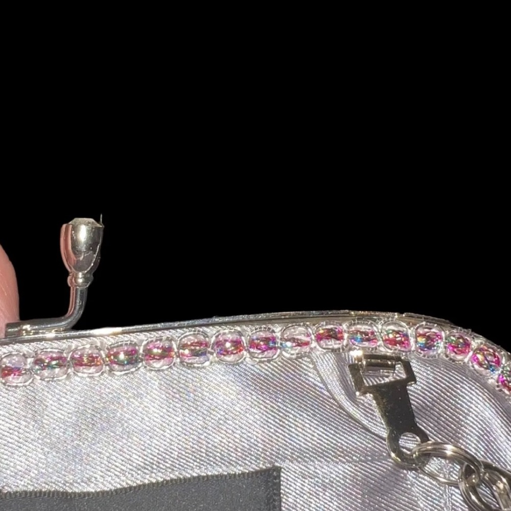 MONI  Couture Silver Green Blue Beaded Purse Handbag Bag Prom Formal New - Picture 7 of 9
